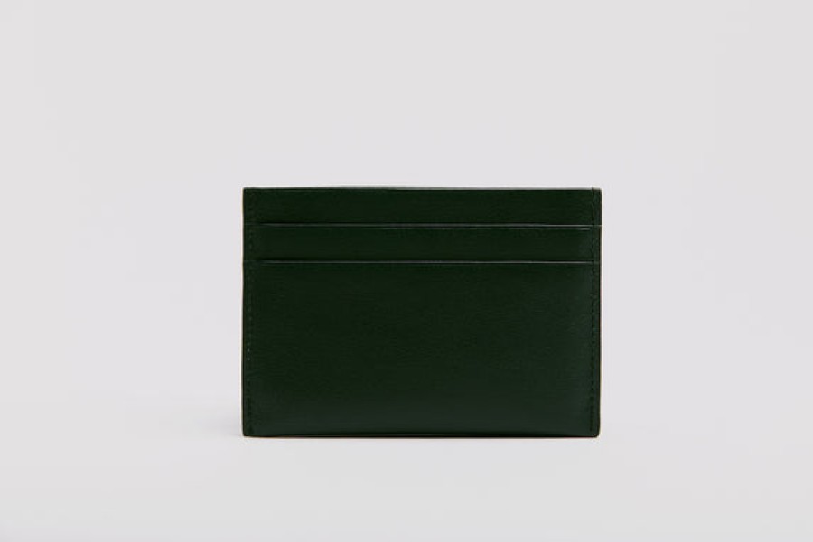 Men VOR | Leather Cardholder In Bottle Green