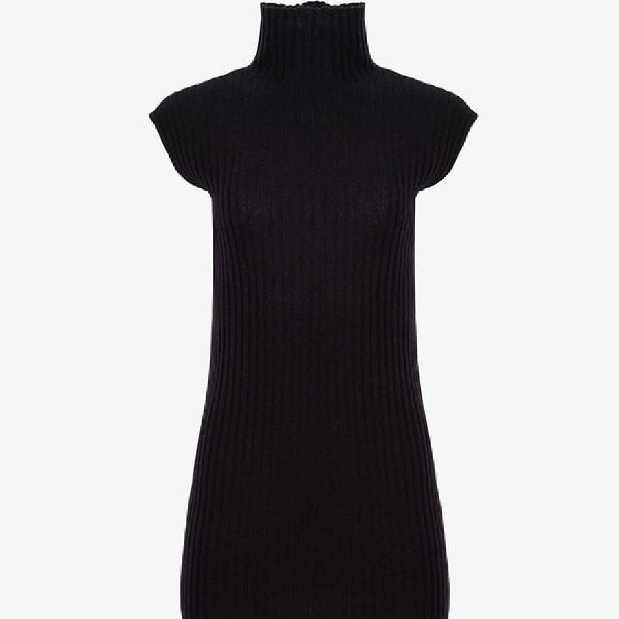 Women STUDIO 163 Knitwear & Cashmere | Short Ribbed Cashmere Dress