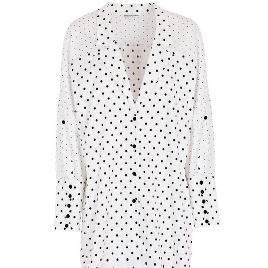 Women Helene Galwas Tops & Shirts | White Blouse With Black Dots