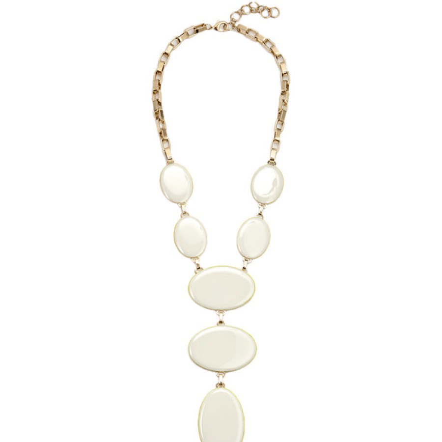 Women XENIA BOUS Jewelery | Handenamled Oval Necklace In White