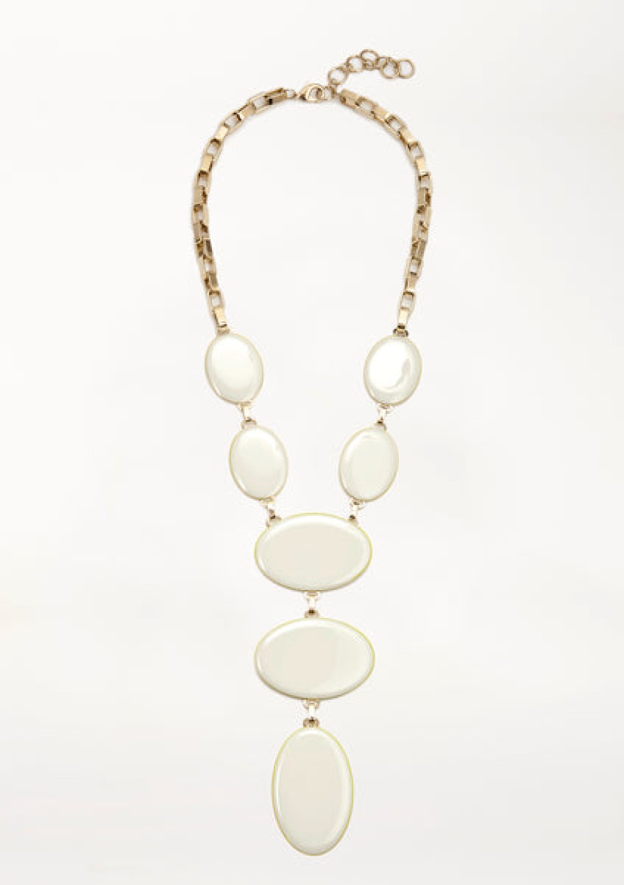 Women XENIA BOUS Jewelery | Handenamled Oval Necklace In White