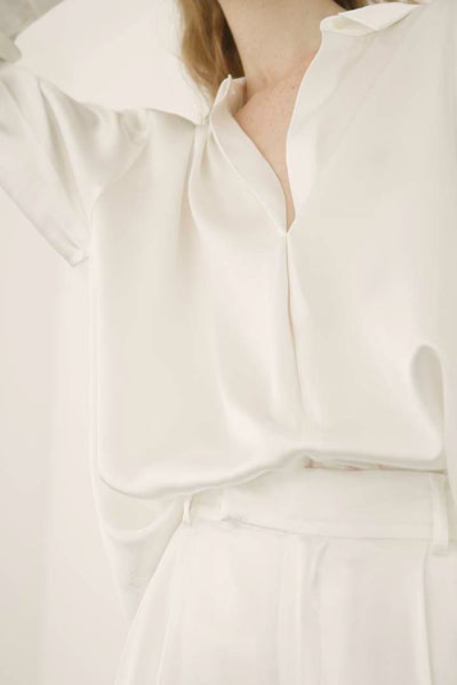 Women La Bande Berlin Tops & Shirts | Oversized Satin Silk Shirt In Blush