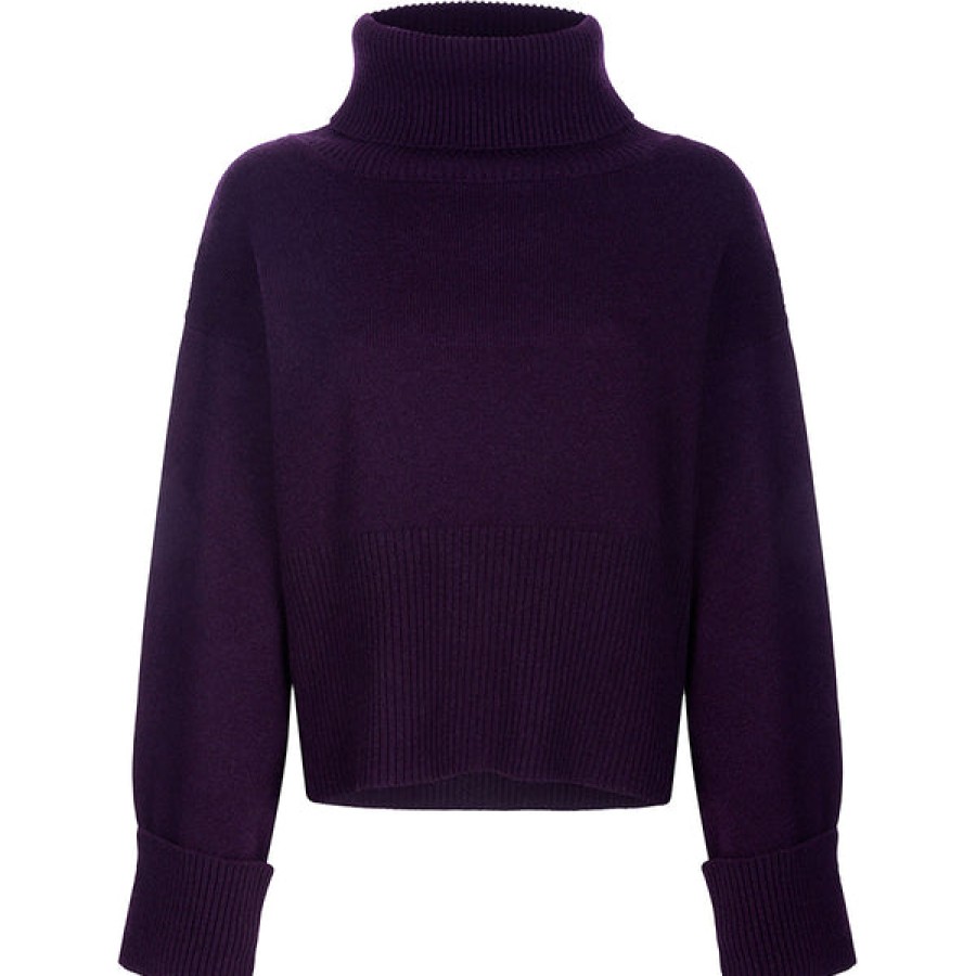 Women Antonia Zander Knitwear & Cashmere | Cropped Cashmere Turtleneck Sweater