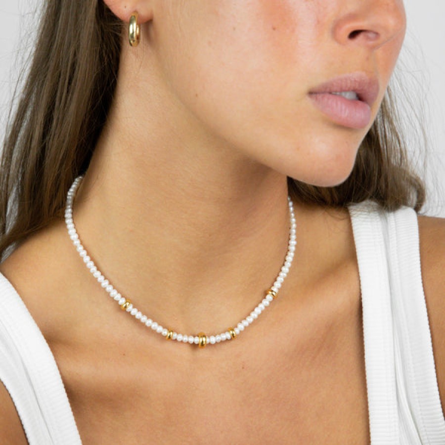 Women LLR Studios Jewelery | Mini Pearl Chain With Gold/Silver Details