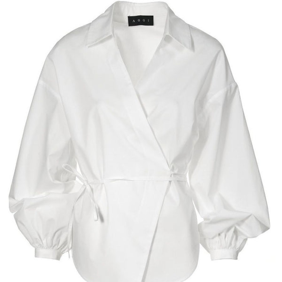 Women AGGI Tops & Shirts | White Wrap Blouse