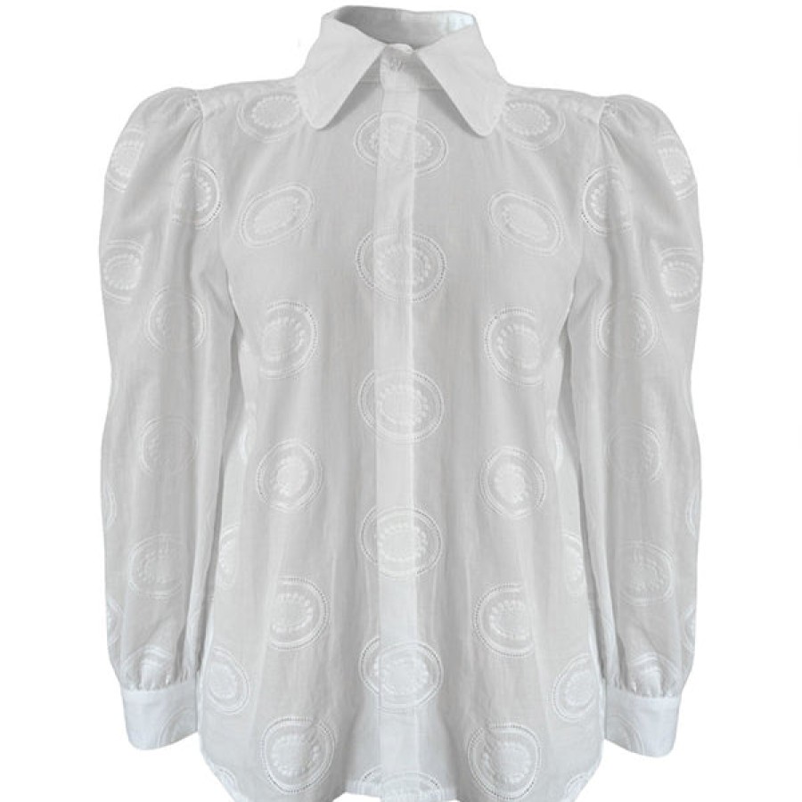 Women Maison O Paris Tops & Shirts | Embroidered Cotton Shirt