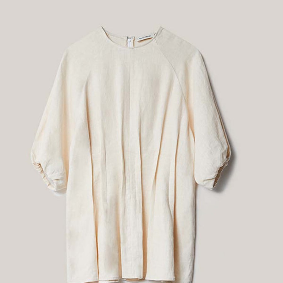 Women MALAIKARAISS Tops & Shirts | Pleated Linen Top