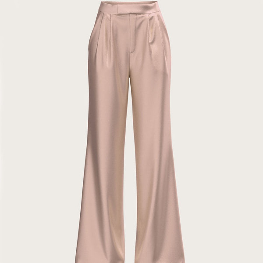 Women La Bande Berlin Jeans & Trousers | Flared Satin Silk Trouser In Blush