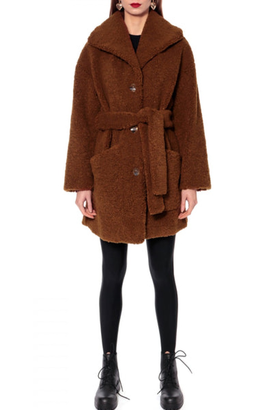 Women AGGI Coats & Jackets | Brown Teddy Coat