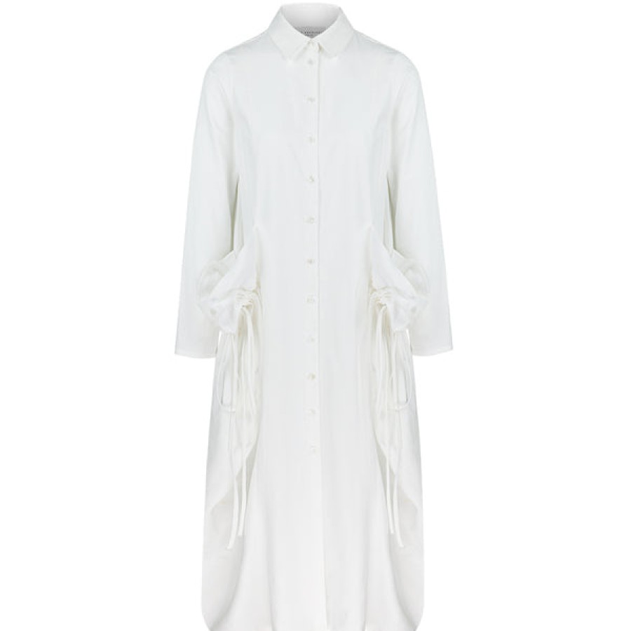 Women MAY BERNARDI ATELIER Dresses | White Shirt-Dress With Frill-Details