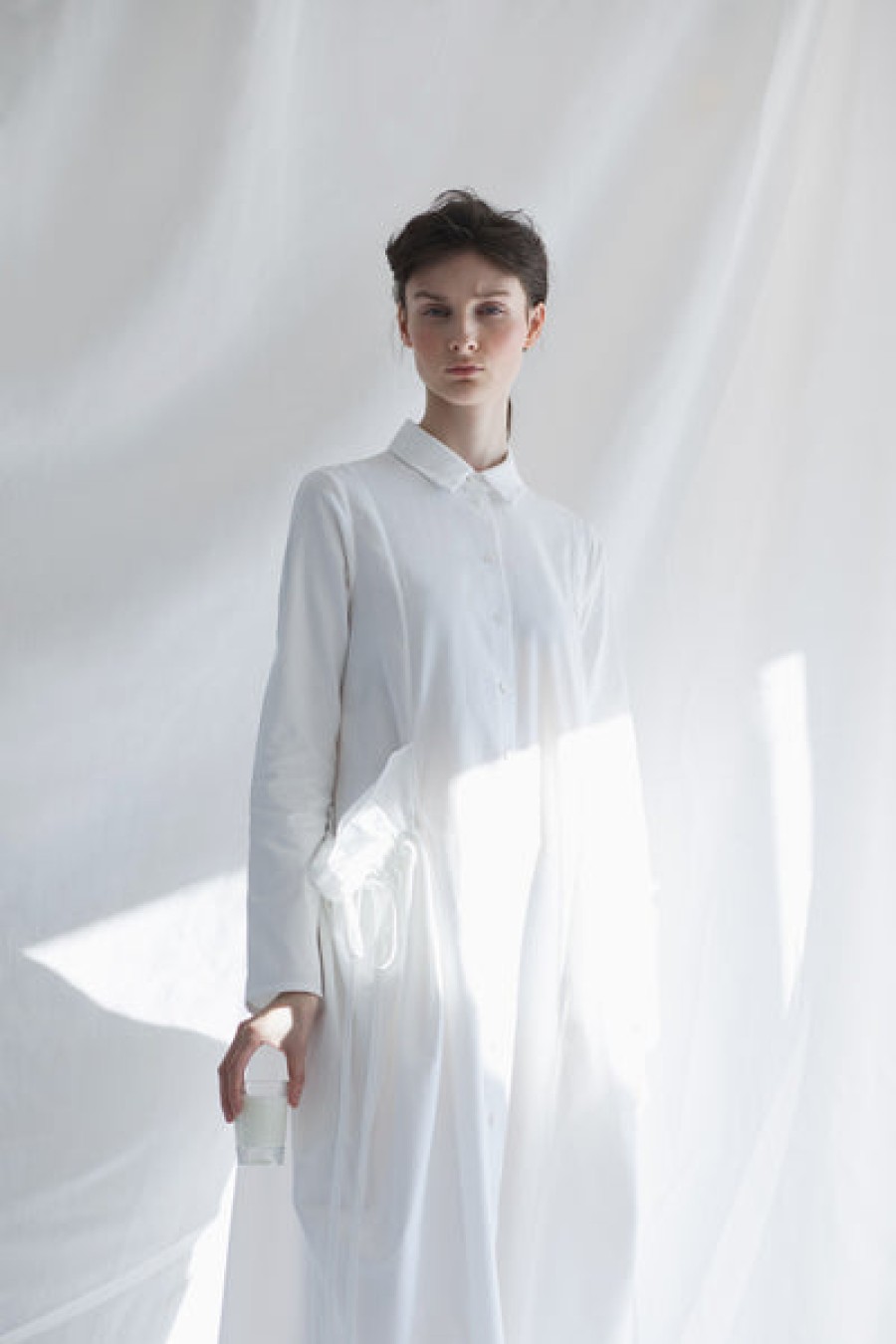 Women MAY BERNARDI ATELIER Dresses | White Shirt-Dress With Frill-Details