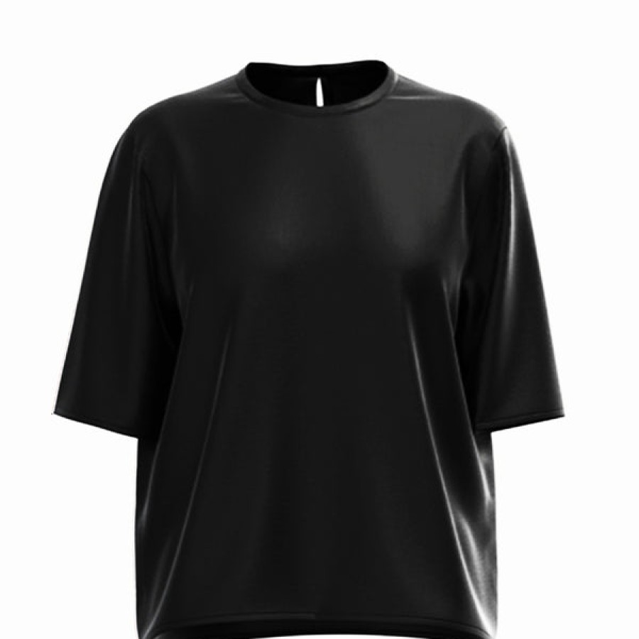 Women La Bande Berlin Tops & Shirts | Loose Fit Black Satin Silk T-Shirt