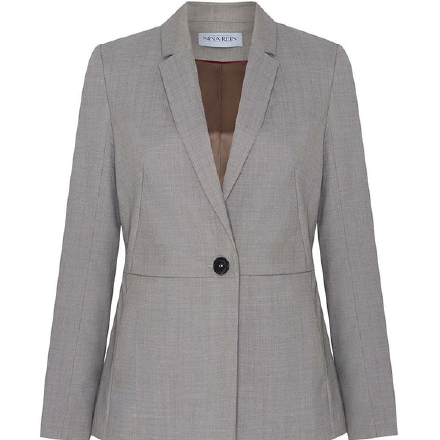 Women NINA REIN Coats & Jackets | Wool Blazer In Greige