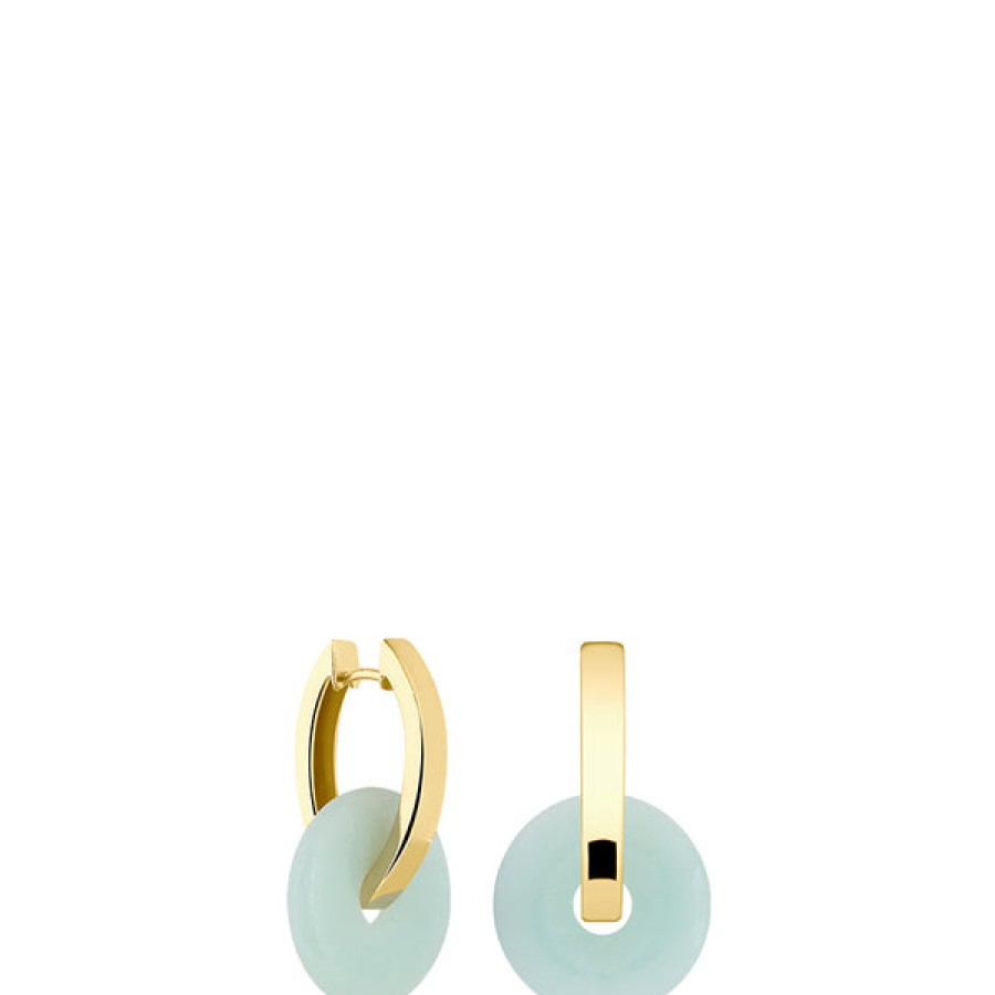 Women LLR Studios Jewelery | 18K Gold Plated Creoles With Medium Amazonite