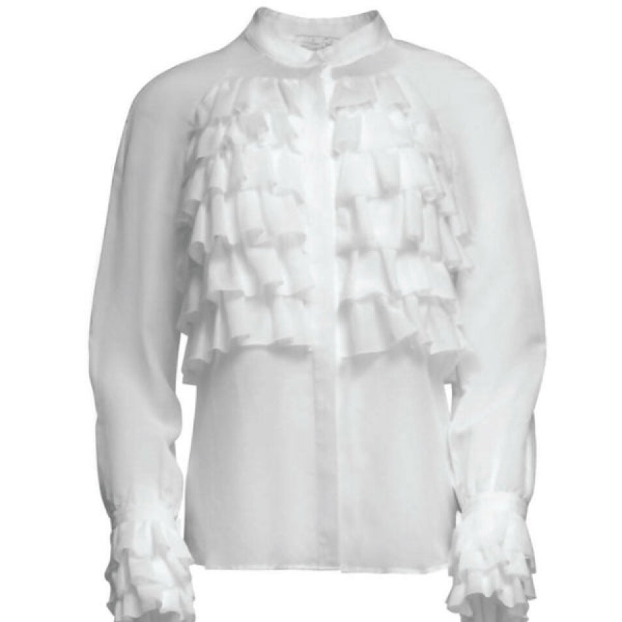 Women Helene Galwas Tops & Shirts | Transparent Ruffle Blouse