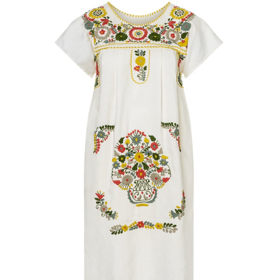 Women Santa Lupita Dresses | Embroidered Linen Dress