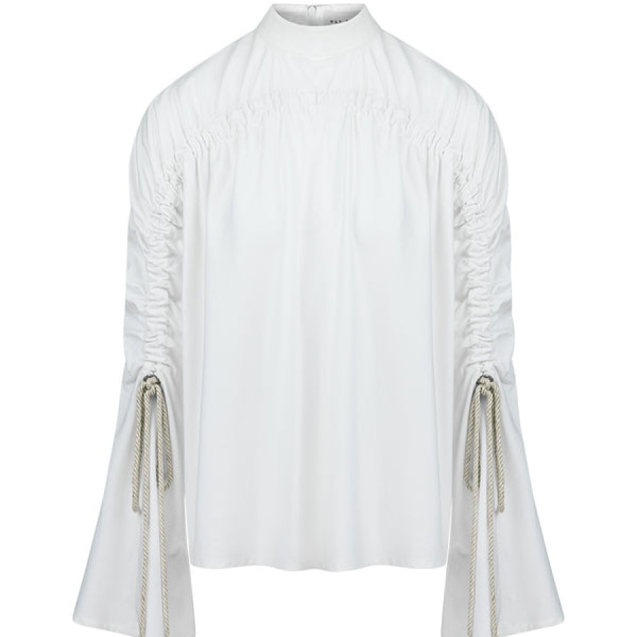 Women MAY BERNARDI ATELIER Tops & Shirts | Gathered Organic Cotton Blouse In White