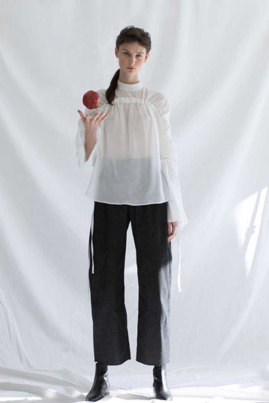 Women MAY BERNARDI ATELIER Tops & Shirts | Gathered Organic Cotton Blouse In White