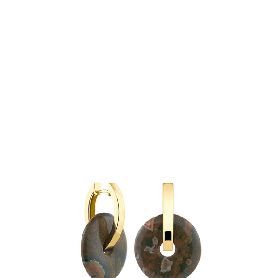 Women LLR Studios Jewelery | 18K Gold Plated Creoles With Rhyolite Gemstones