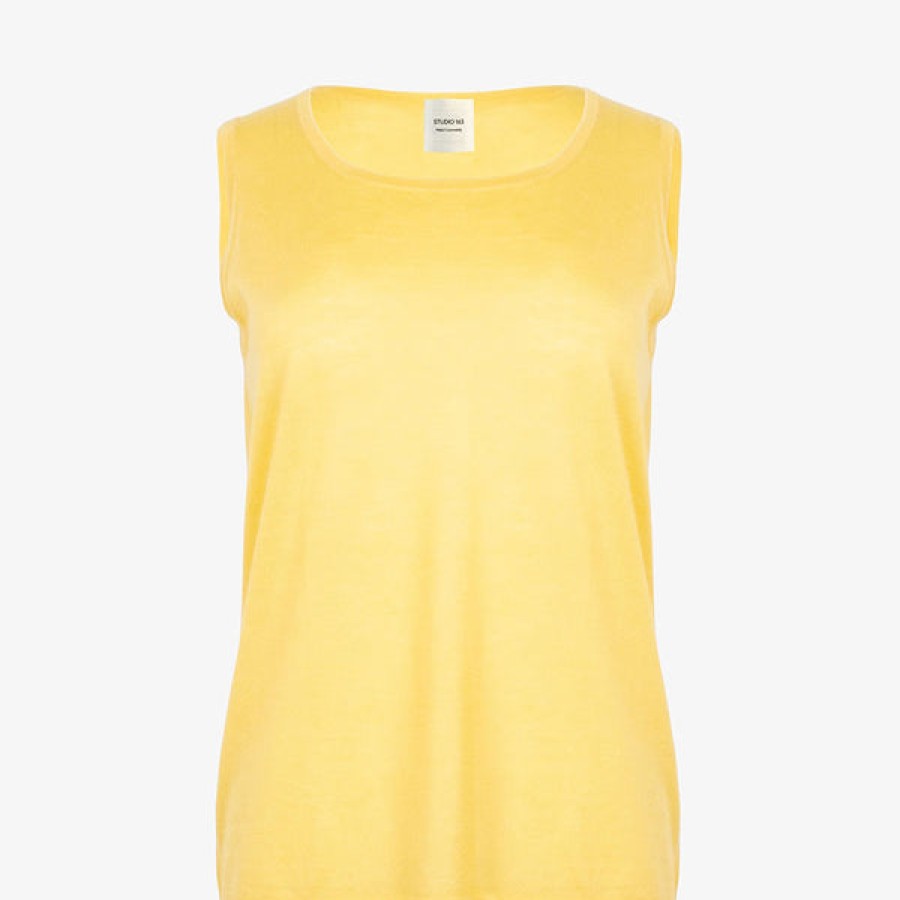 Women STUDIO 163 Tops & Shirts | Yellow Cashmere Tank Top