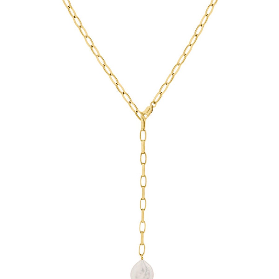 Women LLR Studios Jewelery | 18K Gold Plated Link Chain With Pearl Pendant