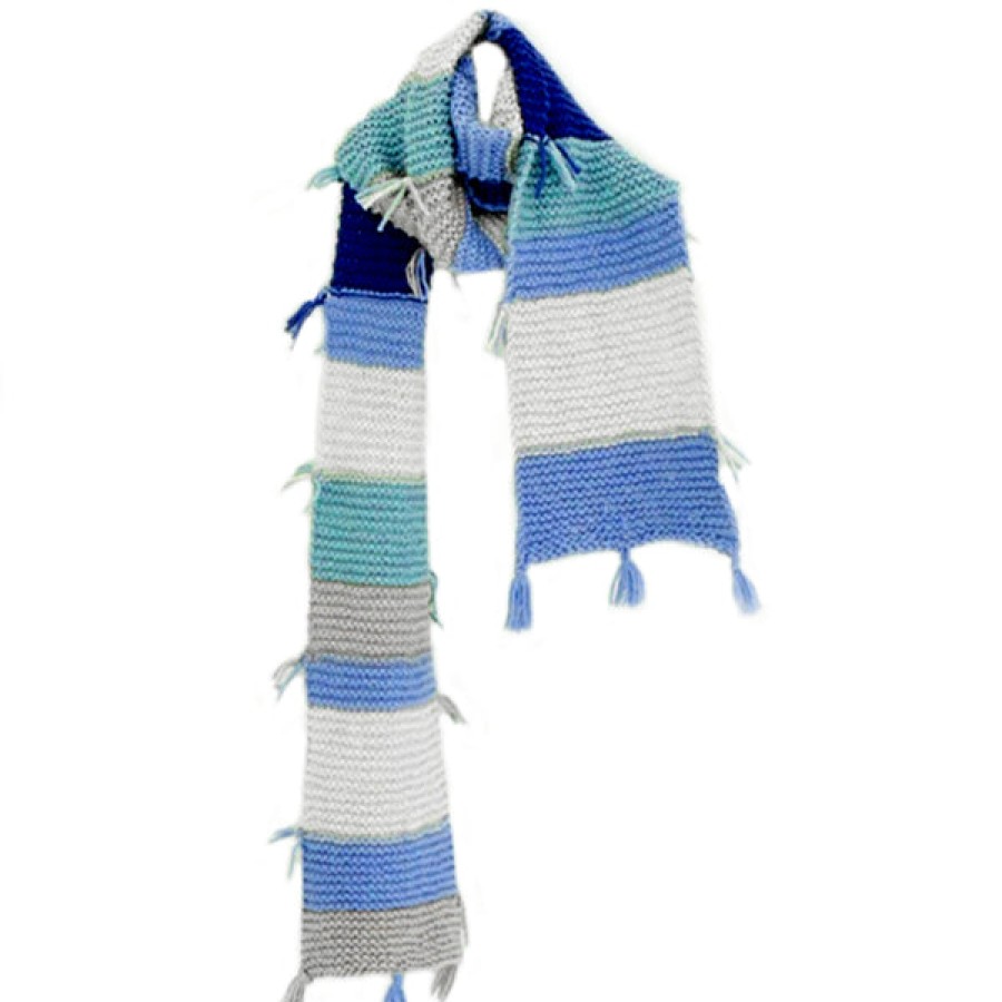 Women CLAUSSEN Accessories | Hand Knitted Cotton Scarf With Block Stripes