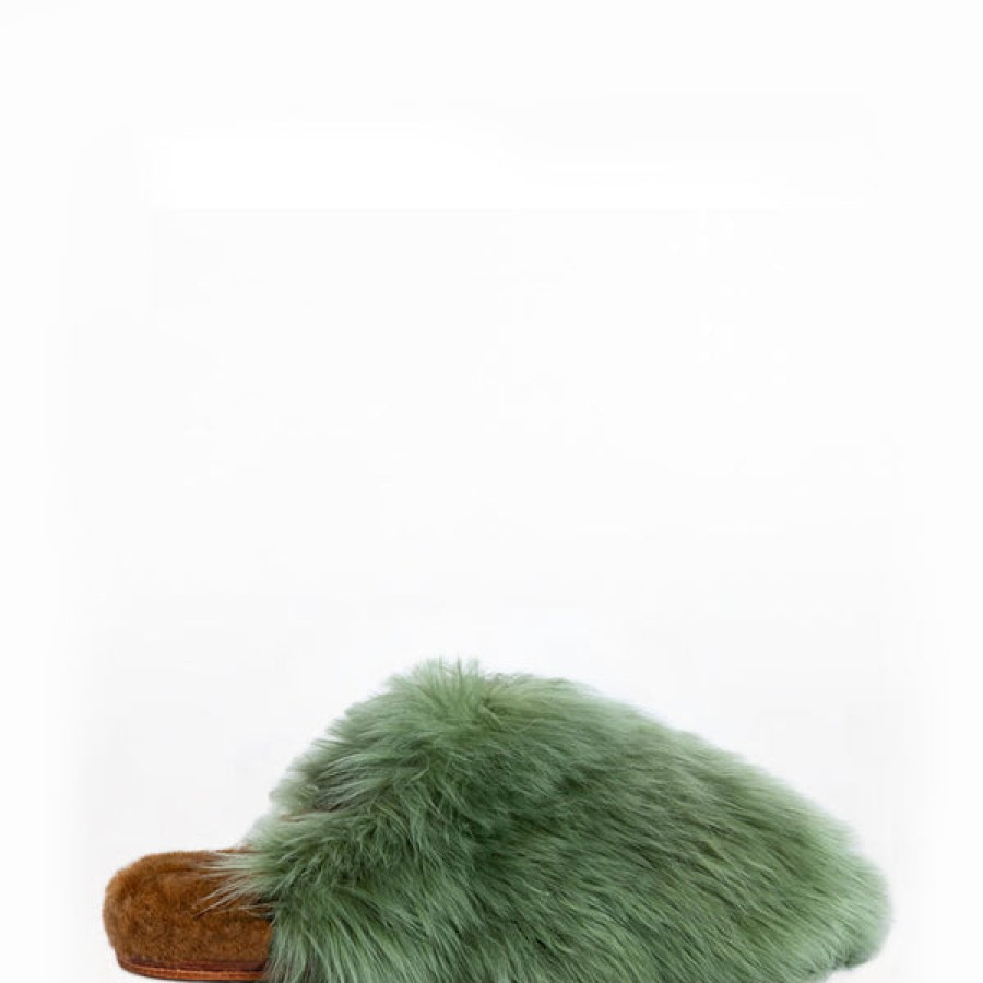 Women Baboosha Paris Shoes | Ethically And Cruelty Free Alpaca Slippers In Pistachio