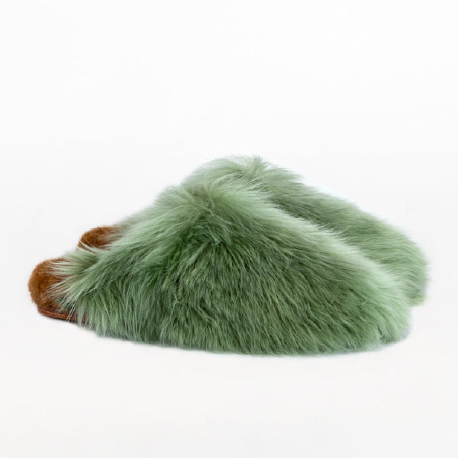 Women Baboosha Paris Shoes | Ethically And Cruelty Free Alpaca Slippers In Pistachio