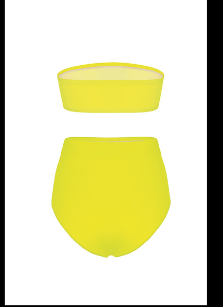 Women Helene Galwas Beachwear | Neon Yellow Bandeau Bikini