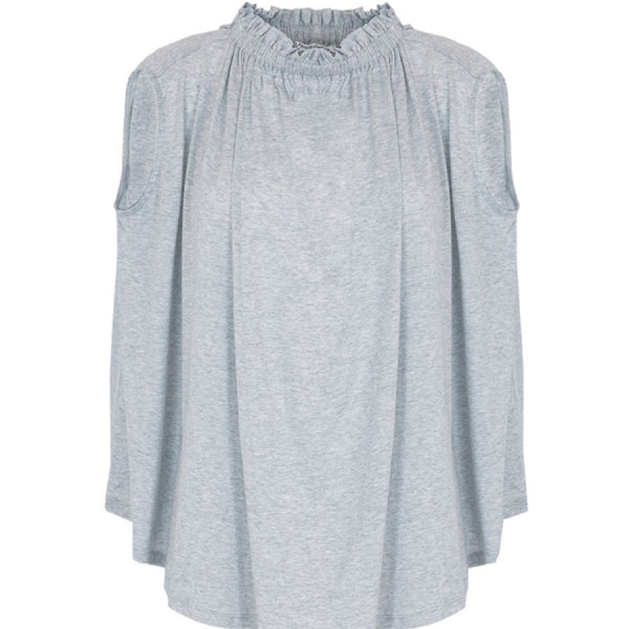 Women Helene Galwas Tops & Shirts | Grey Wide Viscose Top