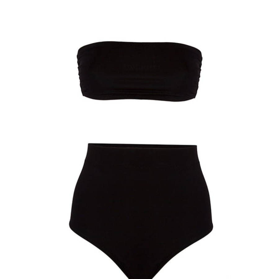 Women Helene Galwas Beachwear | Black Bandeau Bikini