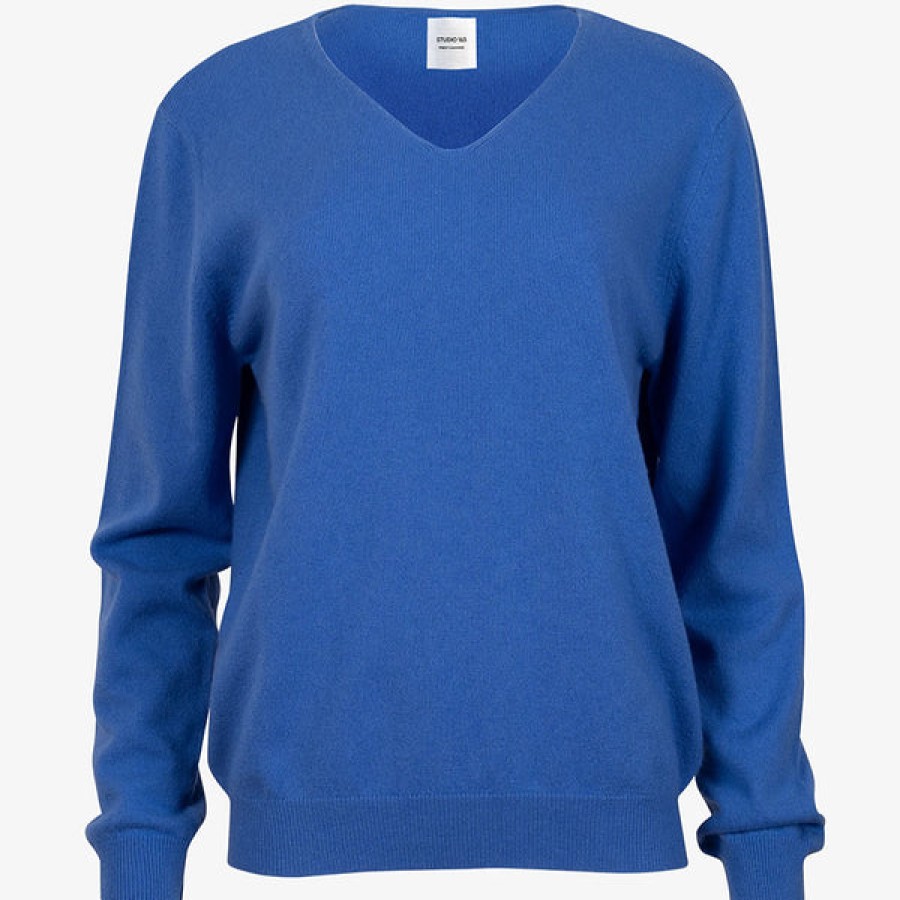 Women STUDIO 163 Knitwear & Cashmere | Blue Cashmere Sweater