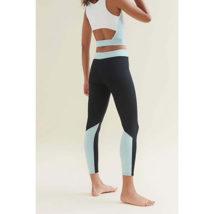 Women Wellicious Gymwear | 7/8 Yoga Leggings In Black/Blue