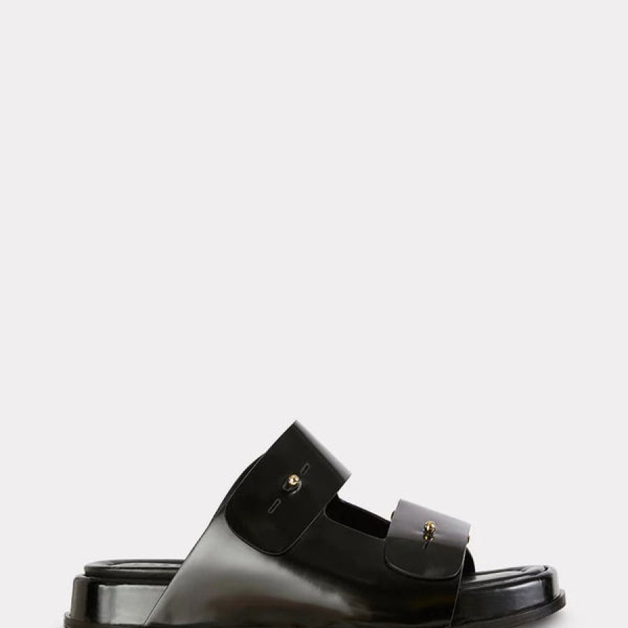 Women ESSEN Shoes | Chunky Leather Slides In Black