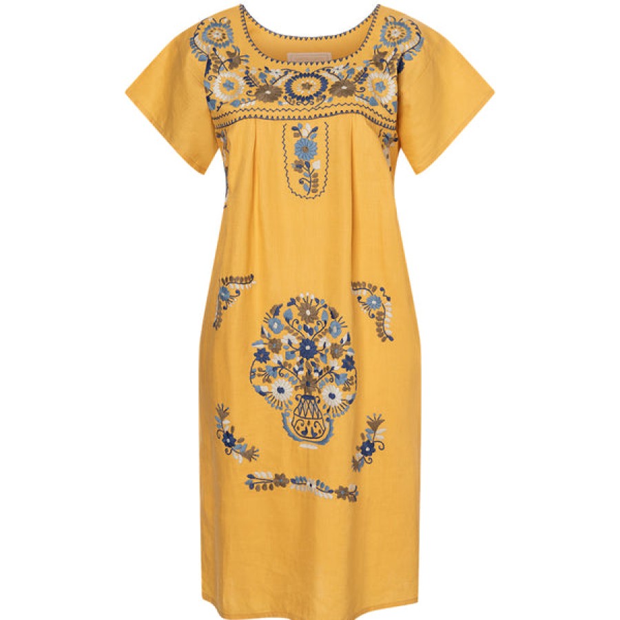 Women Santa Lupita Dresses | Embroidered Linen Dress