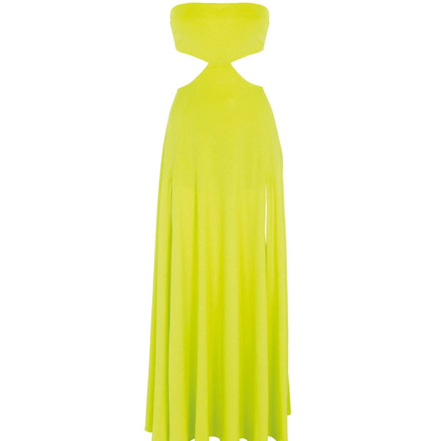 Women Helene Galwas Dresses | Neon Yellow Maxi Bandeau Dress