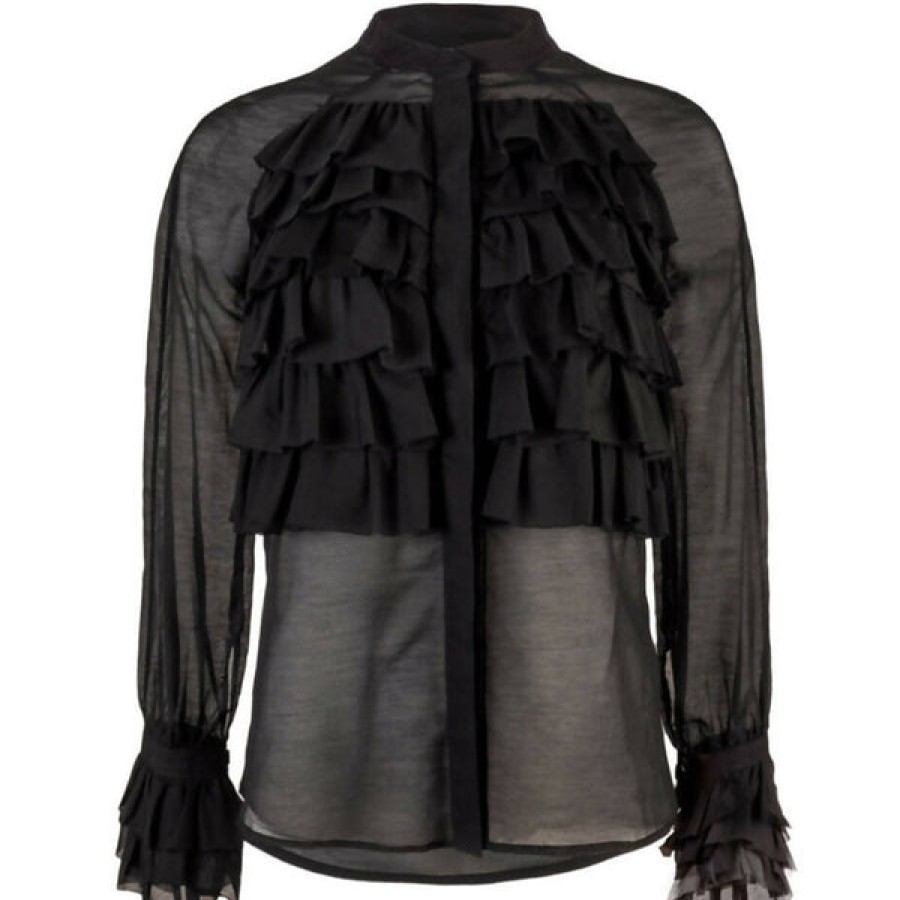 Women Helene Galwas Tops & Shirts | Transparent Ruffle Blouse