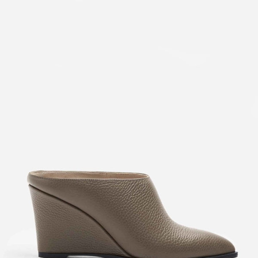 Women AMAATA Shoes | Taupe Leather Wedge Mule