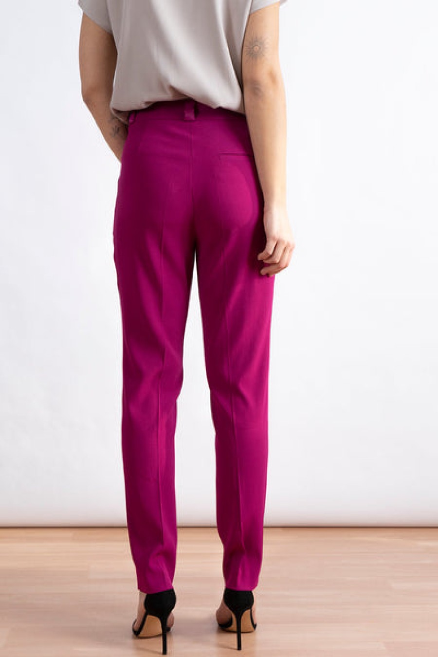 Women NINA REIN Jeans & Trousers | Lyocell Suit Trouser In Magenta