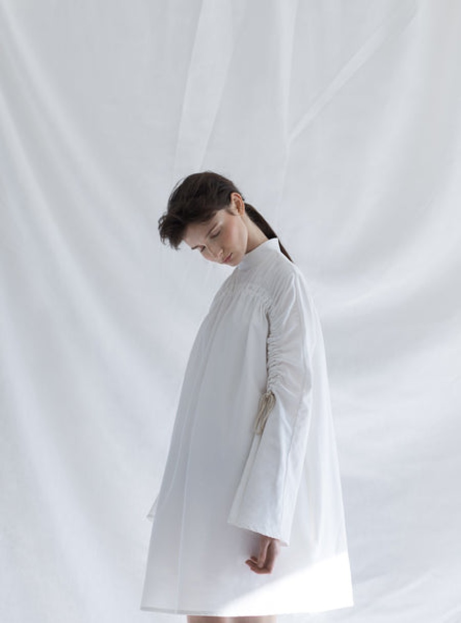 Women MAY BERNARDI ATELIER Dresses | Gathered Organic Cotton Dress In White