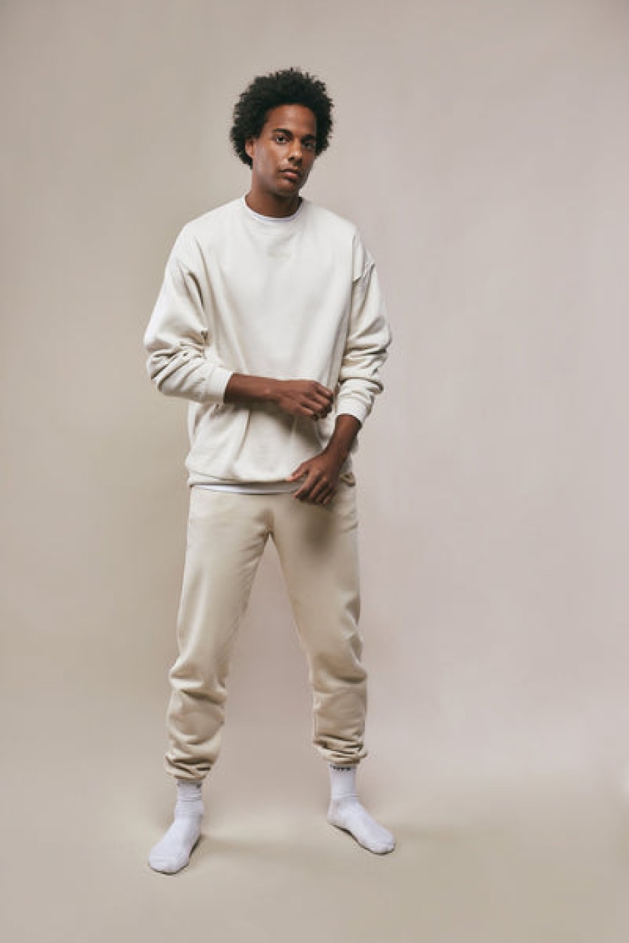 Men FRITZ THE LABEL | Fritz Cotton Sweatpants In Light Oatmeal