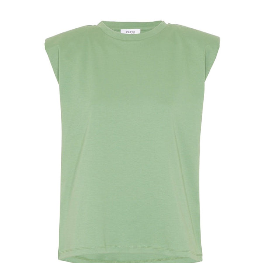 Women FRITZ THE LABEL Tops & Shirts | Organic Cotton Shirt With Pad Silhouette In Basil Green