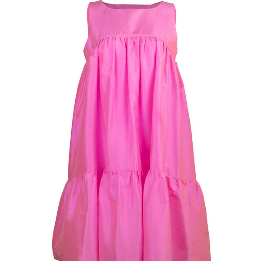 Women Helene Galwas Dresses | Pink Wide Cut Silk Dress