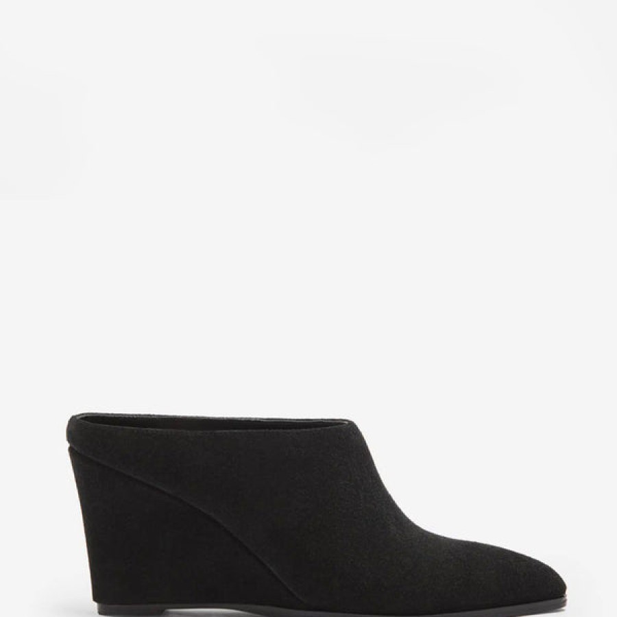 Women AMAATA Shoes | Black Leather Wedge Mule