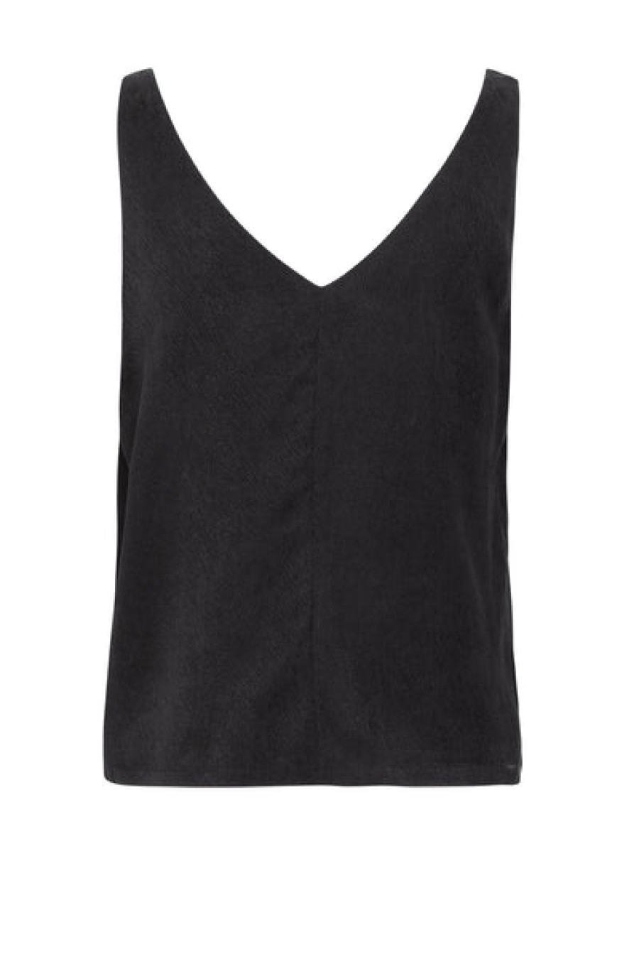 Women HELLO'BEN Tops & Shirts | Shiny V-Neck Top In Black