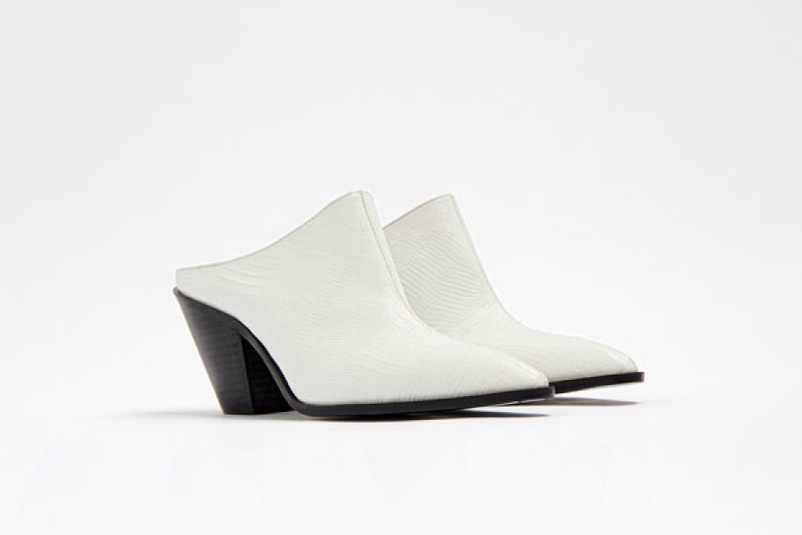 Women AMAATA Shoes | White Leather Mules