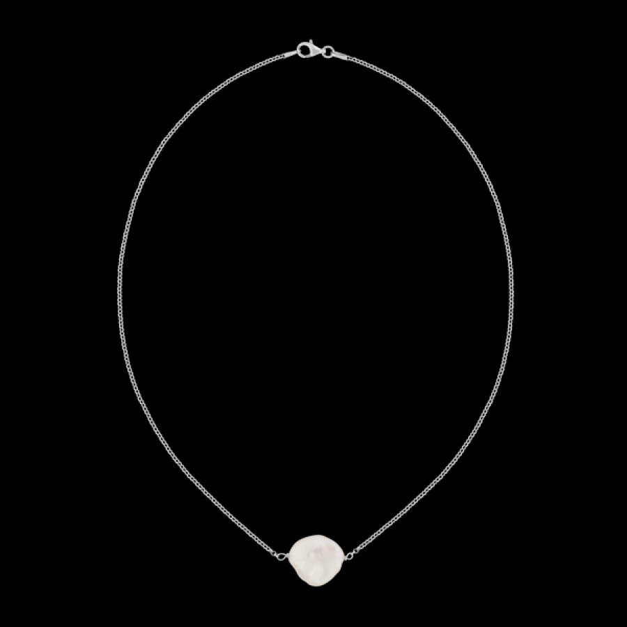 Women LLR Studios Jewelery | Thin 18K Gold Plated Chain With Keshi Pearl Pendant