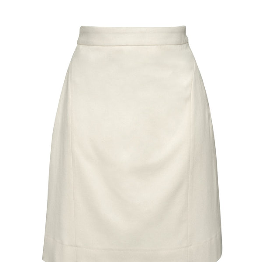 Women HELLO'BEN Skirts | Organic Pure Wool Mini Skirt In Ivory 01/3