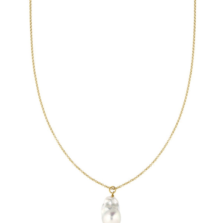 Women LLR Studios Jewelery | Thin 18K Plated Chain With Baroque Pearl Pendant