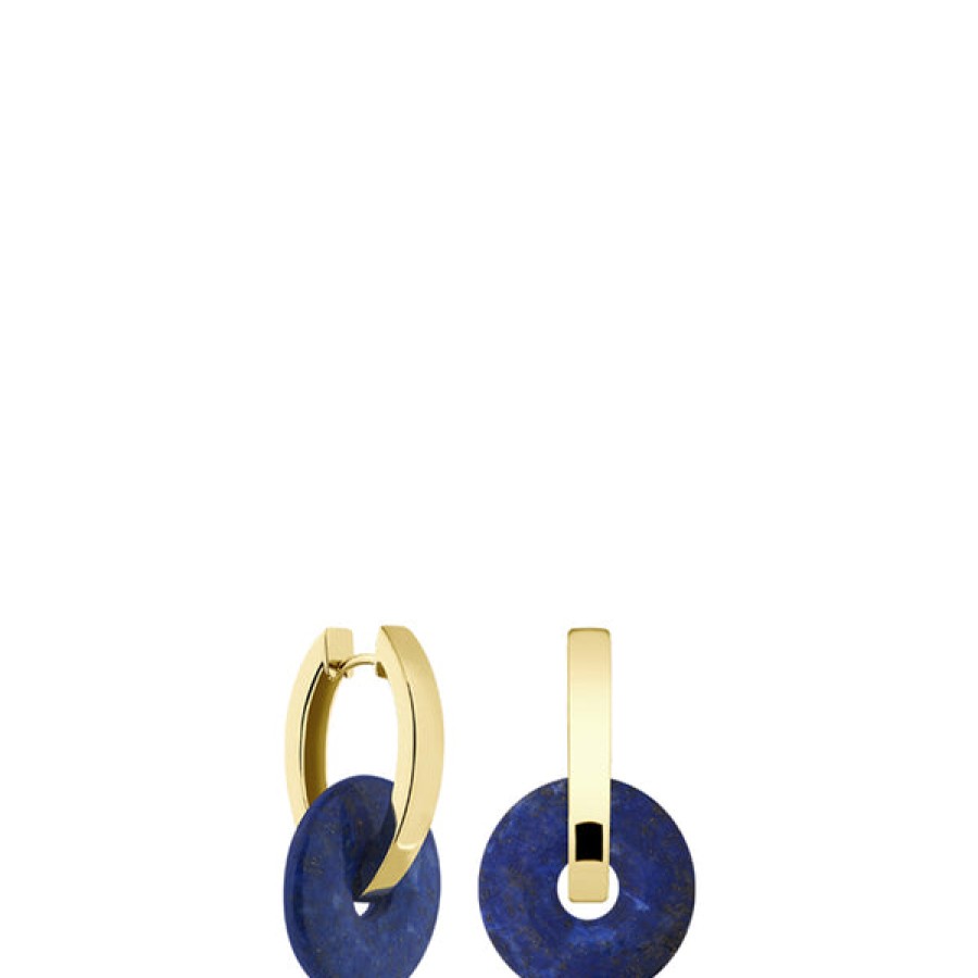 Women LLR Studios Jewelery | 18K Gold Plated Creoles With Lapis Gemstones